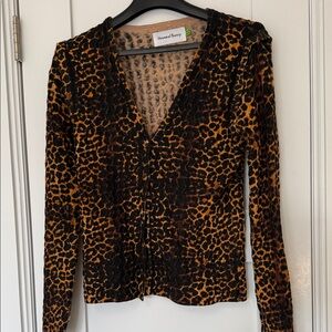 House of Sunny Leopard Print V-Neck Cardigan